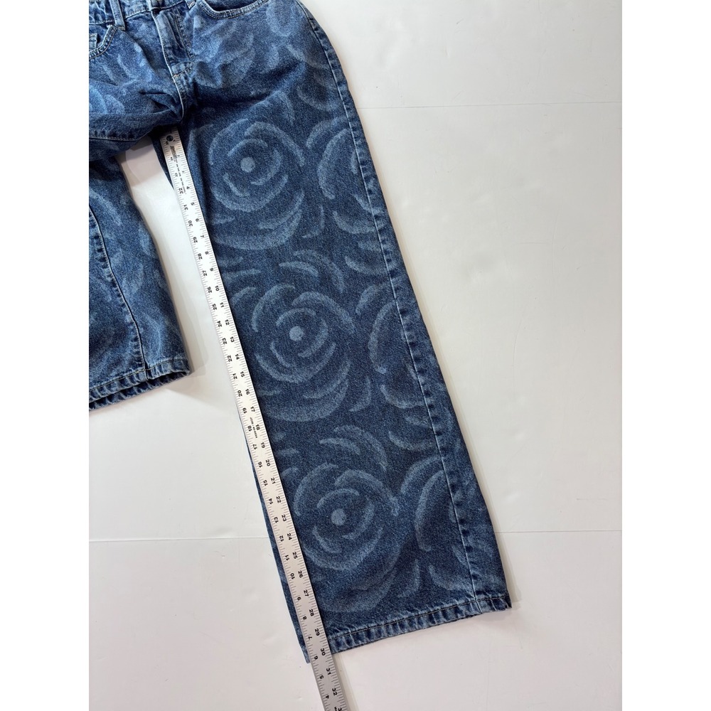 Cotton On Bianca Simpson Co-Opt Club Relaxed Wide Leg Rose Print Jeans 26 Blue - Picture 8 of 10